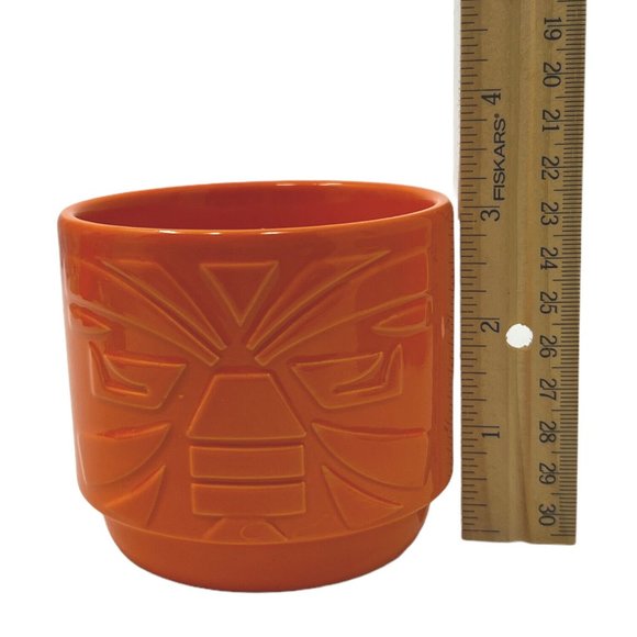 Cruzan Rum Turquoise Blue & Orange Tiki Mugs Cups Stackable Luau Party Tropical - Picture 3 of 5
